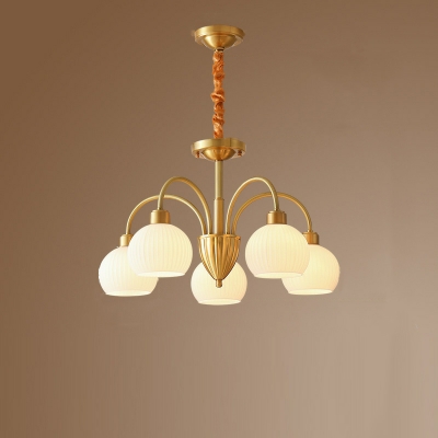 Modern Adjustable Hanging Length Chandelier Fixture with Glass Shade