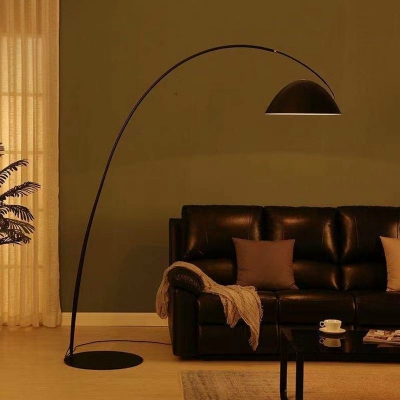 Contemporary Metal Living Room Floor Lamp Fixture with Dome Shade