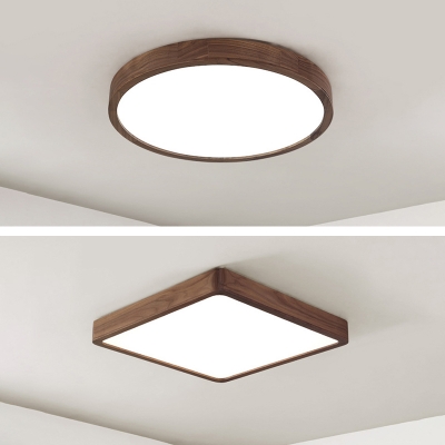 1 Light Modern Wood Direct Wired Electric Flat Mounted  Ceiling Lighting with Acrylic Shade for Living Room