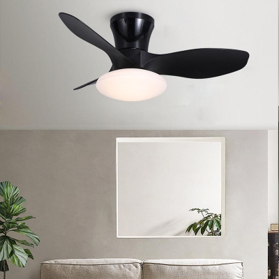 Sleek Metal Flushmount Ceiling Fan with Stepless Dimming Remote Control and Integrated LED Light