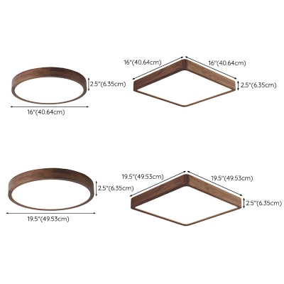 1 Light Modern Wood Direct Wired Electric Flat Mounted  Ceiling Lighting with Acrylic Shade for Living Room
