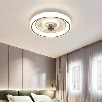 Modern Stylish Flush Mount Ceiling Fan with LED Dimmable Light and Remote Control