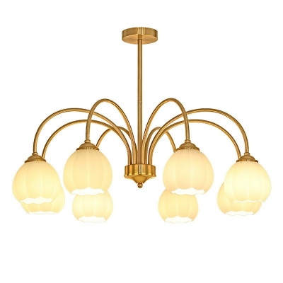Modern Metal Dining Room Chandelier Fixture with Glass Lampshade