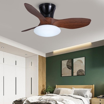 Sleek Metal Flushmount Ceiling Fan with Stepless Dimming Remote Control and Integrated LED Light