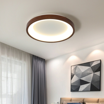 Circular Wood Trendy  Living Room Exposed Mount Ceiling Light Fixture with Direct Wired Electric