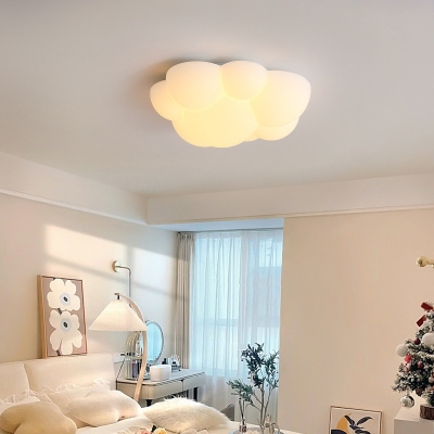 Contemporary Led Flushmount Ceiling Light Fixture with Plastic Shade
