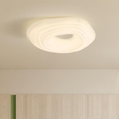 Modern Flushmount Ceiling Light Fixture with Plastic Shade for Bedroom