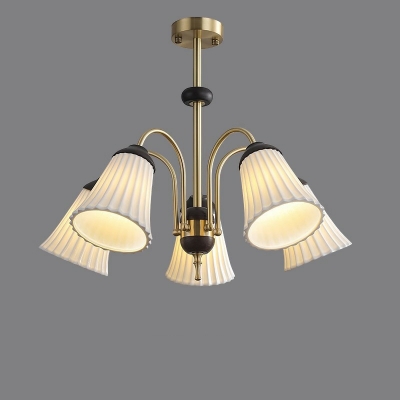 Modern Metal Living Room Chandelier Fixture with Ceramic Shade