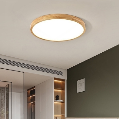 Modish  1 Light Flush Mount Wood Ceiling Lighting with Acrylic Shade & Direct Wired Electric for Residential Use