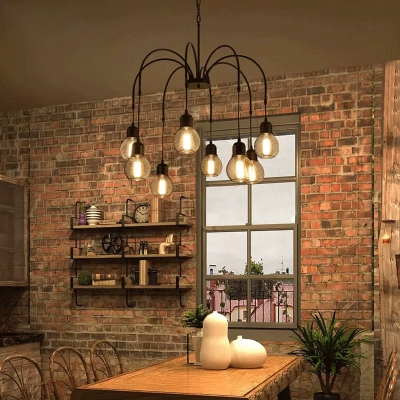 Adjustable Height Light Chandelier  with Metal Fixture in an Antique Style