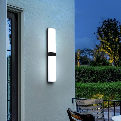 2 Lights Ambient Wall Sconce for Outdoor with Vitreous Shade in a Modern Style, Direct-wired