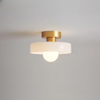 Contemporary  Glass Metal  Semi Flush Ceiling Lighting 1 Light Adapted for LED/Incandescent/Fluorescent Residential Use