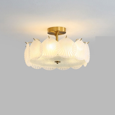 Trendy  Glass Shade Metal Semi Flush Mount Ceiling Lamp Adapted for Residential Use, Direct Connection