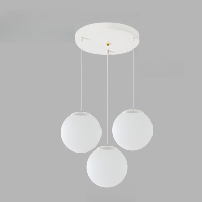 Ball Opalescent Glass Pendant with Chalk Vitreous Cover Adapted for Led & Incandescent/ Fluorescent in a Modern Style, Changeable Hanging Length