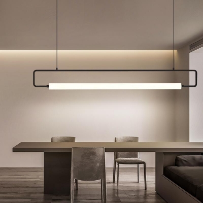 Trendy Hardwired Variable Hanging Length Over Kitchen Island Light Fixture with Linear Plexiglass Shade Adapted for Led Light