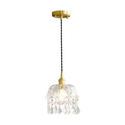 Flexible Hanging Length Transparent Crystal & Water Glass Pendant Lamp for Residential Use