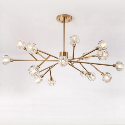 K9 Crystal Glass Shade Rock Crystal Sunburst Pendant Light  Adapted for Bi-pin with Crystal Component, Adjustable Height