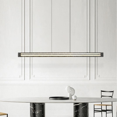 Linear Vitreous Shade Direct Wired Electric Light Over Kitchen Table Adapted for Led Light in a Casual Style, Adaptable Hanging Length