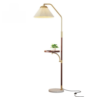 1 Light Textile & Metal Floor Lamp for Residential Use Adapted for LED/Incandescent/Fluorescent with Rocker Switch in an Art Deco Style