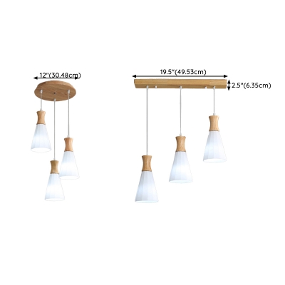 3 Lights  Direct Connection Conical Downward Island Light Fixture  with Plexiglass Shade