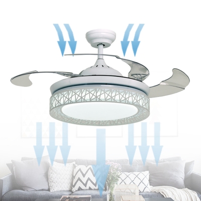 Contemporary Led Metal Ceiling Fans with Acrylic Lampshade for Living Room