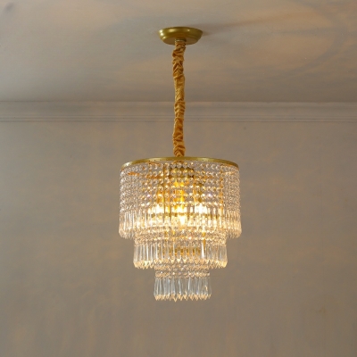 Residential Use Hanging Light  with Rock Crystal Background Shade & Adjustable Hanging Rod