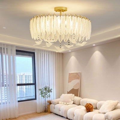 Minimalist  Vitreous Shade Alloy Semi Flush Mount Ceiling Light Fixture Adapted for LED/Incandescent/Fluorescent Residential Use