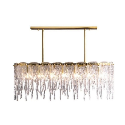 Contemporary Direct Connection Rock Crystal Ambient Lighting for Over Kitchen Table with Vitreous Shade for Residential Use
