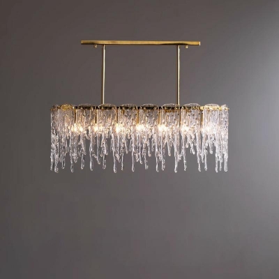 Contemporary Direct Connection Rock Crystal Ambient Lighting for Over Kitchen Table with Vitreous Shade for Residential Use