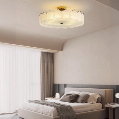 Trendy  Glass Shade Metal Semi Flush Mount Ceiling Lamp Adapted for Residential Use, Direct Connection