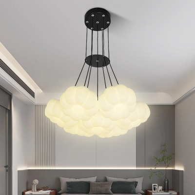 Adjustable Height Pendant Light  with Metal Fixture and Synthetic Shade