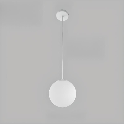 Ball Opalescent Glass Pendant with Chalk Vitreous Cover Adapted for Led & Incandescent/ Fluorescent in a Modern Style, Changeable Hanging Length