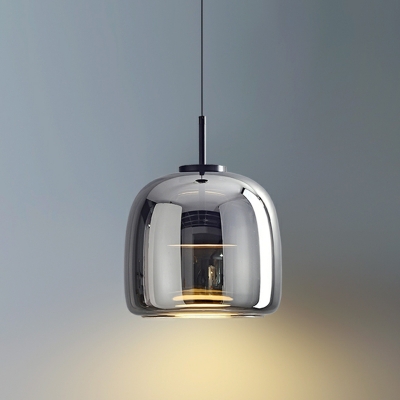 Hardwired Transparent Glass Ceiling Lamp with Vitreous Lampshade and Metal Fixture Adapted for Led Light Fixture