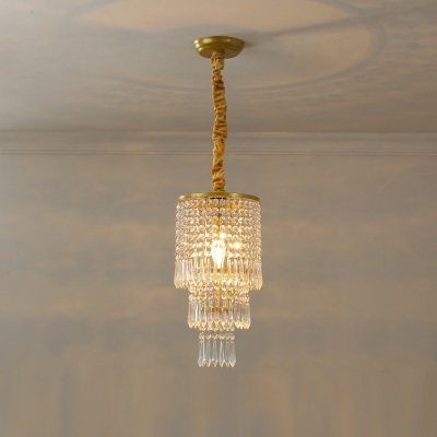 Residential Use Hanging Light  with Rock Crystal Background Shade & Adjustable Hanging Rod