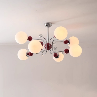 Residential Use Sunburst Vitreous Chandelier Light with Matte Glass Shade & Pendant Rod