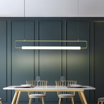 Trendy Hardwired Variable Hanging Length Over Kitchen Island Light Fixture with Linear Plexiglass Shade Adapted for Led Light