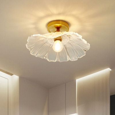 1 Light Semi Flush Mount Ceiling Mount Light for Residential Use with Glass Shade