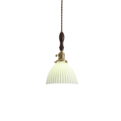 Adjustable Suspension Length Fixed Wiring Vaulted Pendant Light Adapted for Led & Incandescent/ Fluorescent with Ceramics Shade for Residential Use