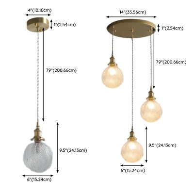 Ball Clear Glass Direct Connection Ceiling Lamp with Vitreous Shade for Indoor Adapted for Led & Incandescent/ Fluorescent in a Modern Style, Variable Suspension Length