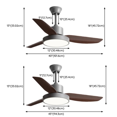 3 Blades ABS Plastic Fan Blade Reverse Suspension Rod Windmill Ceiling Fan with Light in a Modern Simple Style
