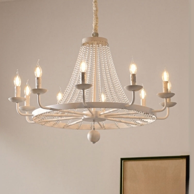 Candelabra Adjustable Height Rock Crystal Pendant Light  with White/Gold Fixture in a Modern Style