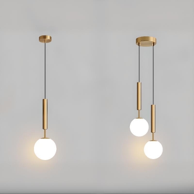 Adjustable Suspension Length Ball Matte Glass Pendant Adapted for Led & Incandescent/ Fluorescent with Chalk Vitreous Enclosure in a Modern Style