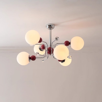 Residential Use Sunburst Vitreous Chandelier Light with Matte Glass Shade & Pendant Rod