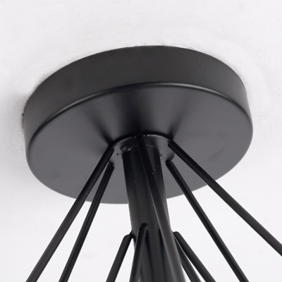 1 Light Metal Fixture Semi-Flush Mount Cone Ceiling Light with Enclosure for Residential Use
