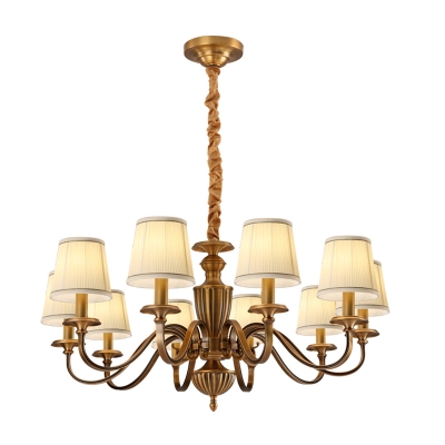 Chain Adjustable Height Downward Light Chandelier for Residential Use with Cloth Shade