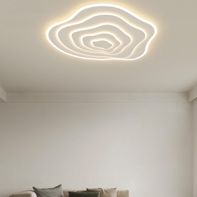 Contemporary Surface Mount Symmetrical White Ceiling Lamp for Residential Use with Metal Fixture Adapted for Led Light
