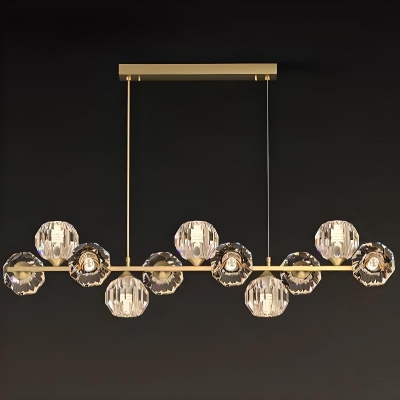 Contemporary Variable Suspension Length Crystal Drop Light Kitchen Island Adapted for Bi-pin for Residential Use with Crystal Shade