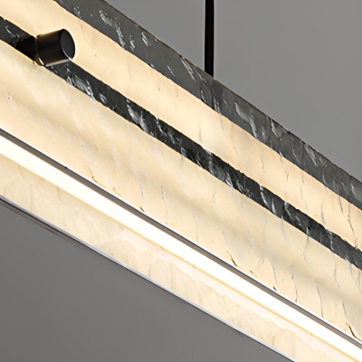 Linear Vitreous Shade Direct Wired Electric Light Over Kitchen Table Adapted for Led Light in a Casual Style, Adaptable Hanging Length