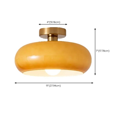 Vitreous Shade Alloy Semi Flush Mount Ceiling Lighting 1 Light Adapted for LED/Incandescent/Fluorescent Residential Use