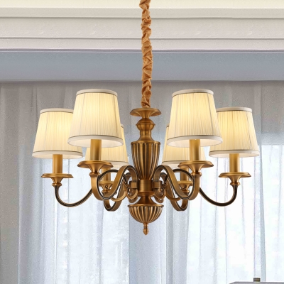 Chain Adjustable Height Downward Light Chandelier for Residential Use with Cloth Shade